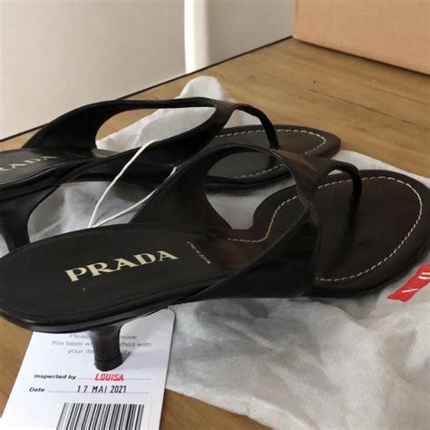 prada orange flip flops|Prada slide sandals kitten heel.